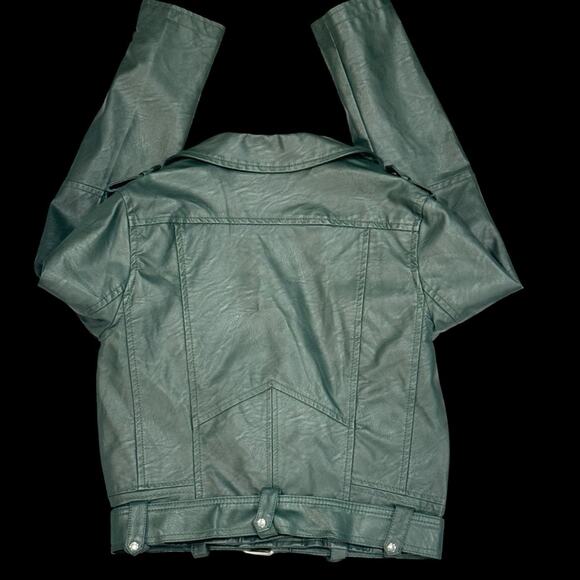 CiSono by Cavalini Green Vegan Leather Moto Jacket Medium Hunter Green Jacket - Picture 5 of 16